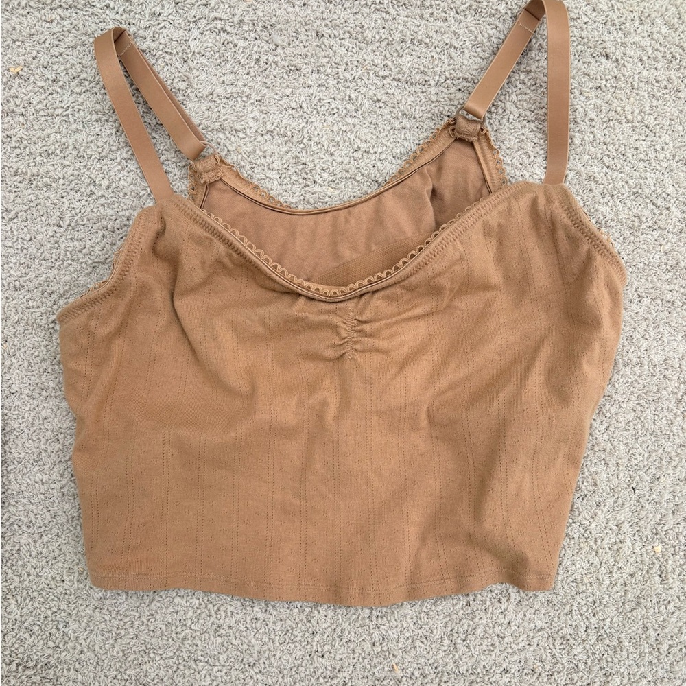 Women’s Tan/Camel Brown Cropped Cami Bra Top | Aerie Tops | Size: Extra Large